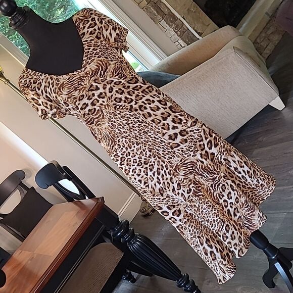 Cheetah Print Flowy Lined Dress - Picture 1 of 7